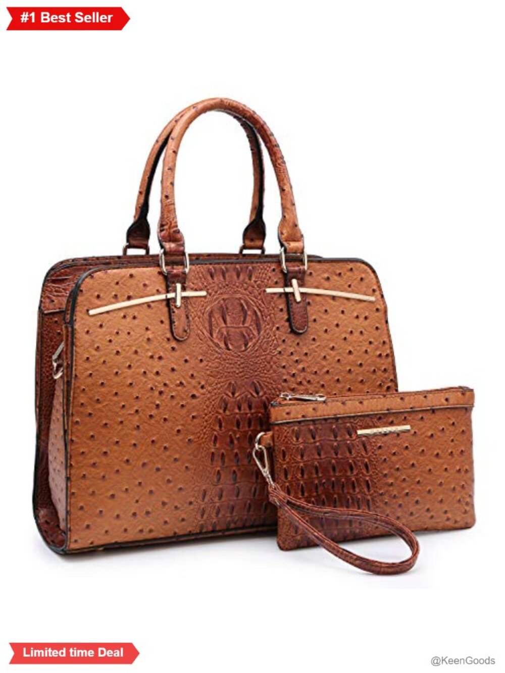 Vegan Leather Satchel Tote 2pc Set with Wallet Crossbody Shoulder Bag